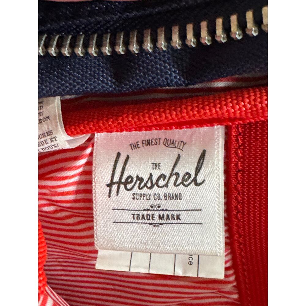 Herschel Supply Co Backpack OS Navy Blue Light Blue Canvas Two Tone Gold Zip - Picture 7 of 9